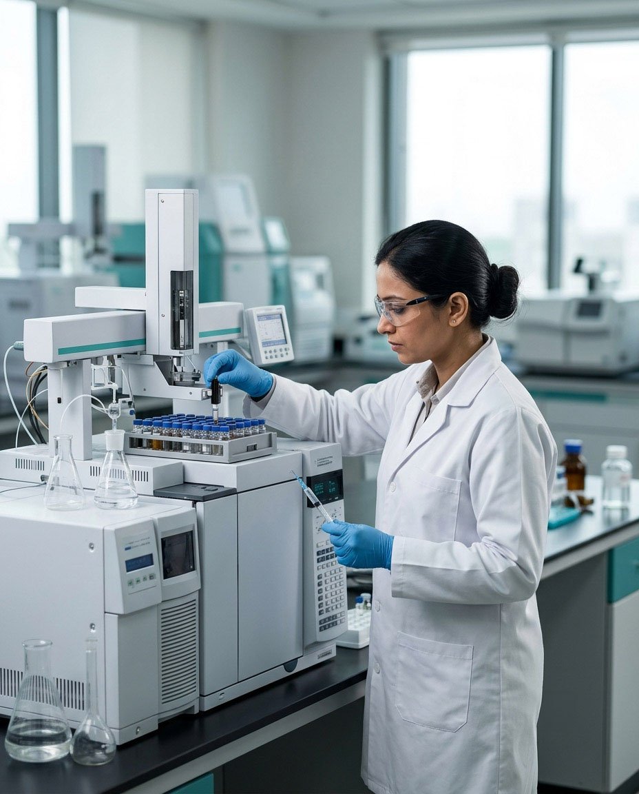 Scientist conducting analytical tests
