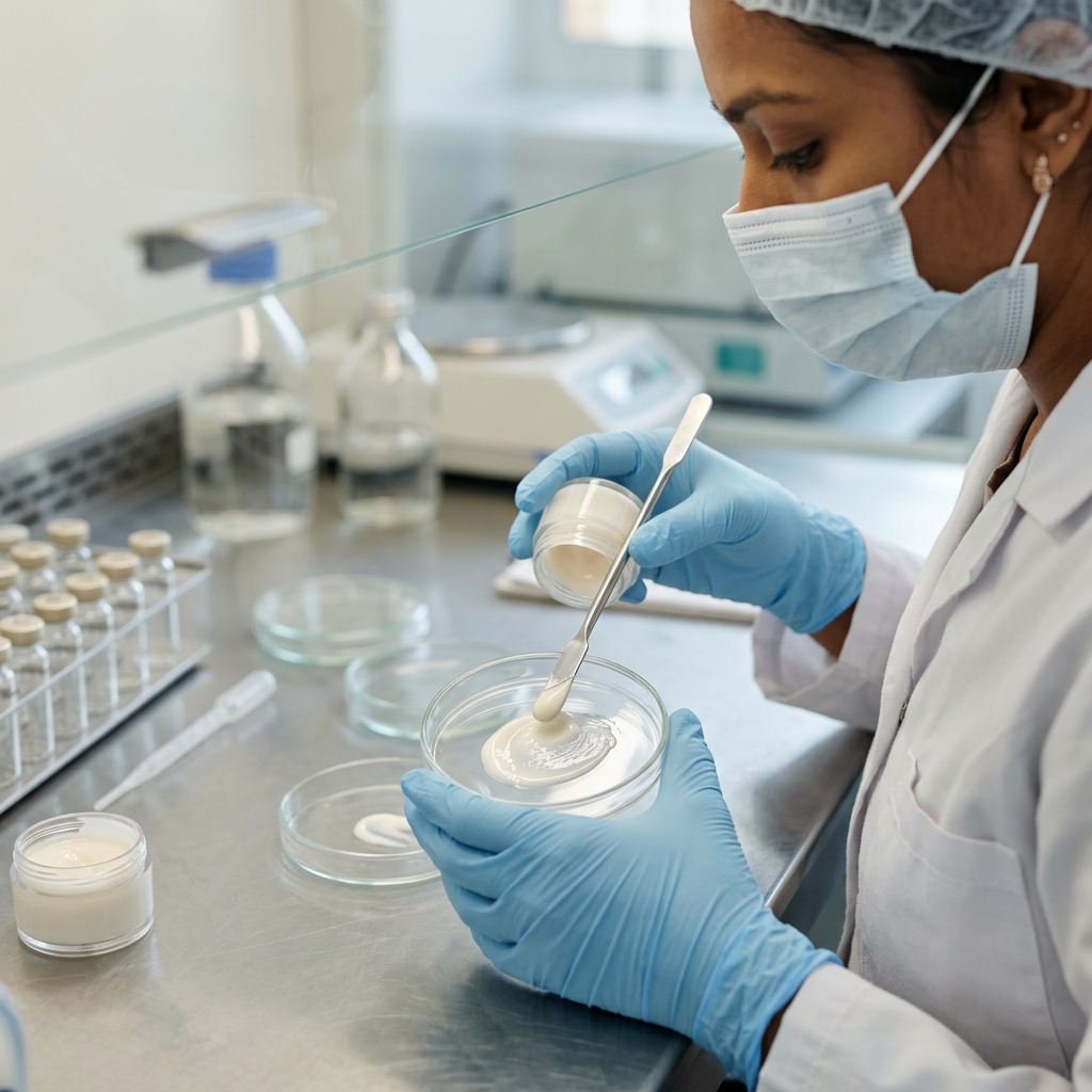 Cosmetic sample prepared for microbiological testing