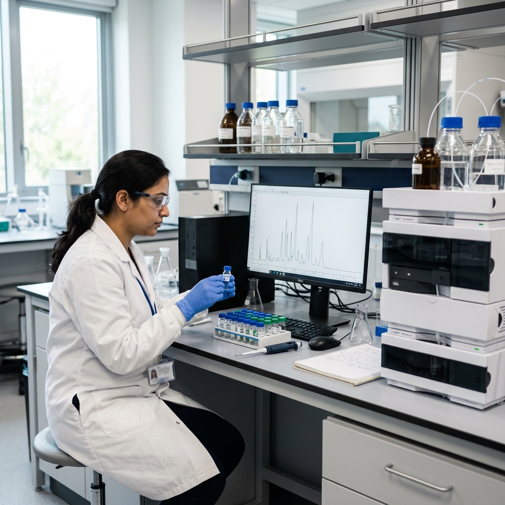 Analytical chemist working on pharmaceutical method development
