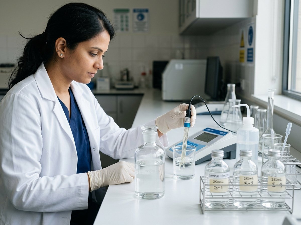 Potable water samples prepared for physicochemical quality testing